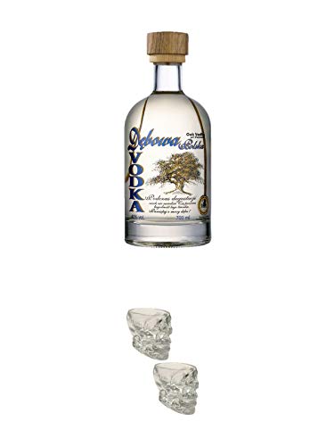 Debowa Vodka 0,7 Liter + Wodka Totenkopf Shotglas 2 Stück von 1a Schiefer