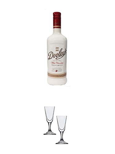 Dooleys Likör White Chocolate mit Wodka 0,7 Liter + Stölzle Likörglas/Stamper 2 Stück 3030005 von 1a Schiefer