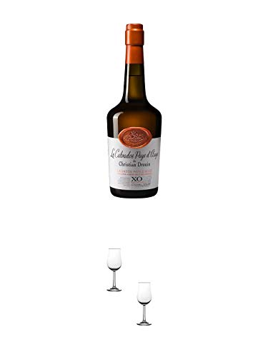 Drouin XO Calvados Frankreich 0,7 Liter + Nosing Gläser Kelchglas Bugatti mit Eichstrich 2cl und 4cl - 2 Stück von 1a Schiefer