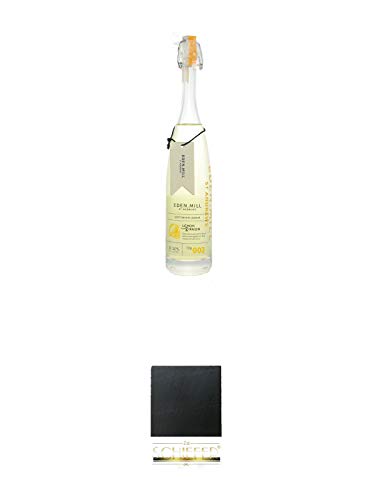 Eden Mill Gin Likör Lemon & Raisin Schottland 0,35 Liter + Schiefer Glasuntersetzer eckig ca. 9,5 cm Durchmesser von 1a Schiefer