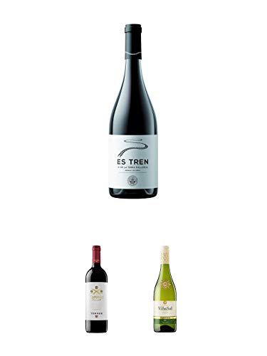 Es Tren Vino Tino Mallorca IGP Rotwein 0,75 Liter + Torres Miguel Spanien CORONAS Rotwein 0,75 Liter + Torres Miguel Spanien VINA SOL Weisswein 0,7 Liter von 1a Schiefer