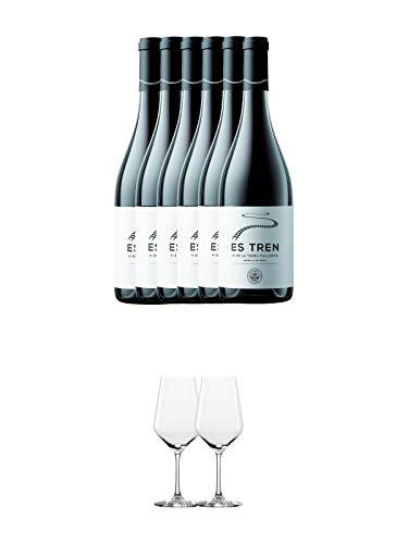 Es Tren Vino Tino Mallorca IGP Rotwein 6 x 0,75 Liter + Rotweinglas Stölzle - 3770001 2 Stück von 1a Schiefer