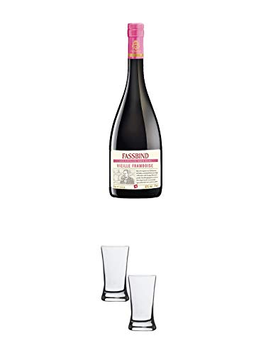 Fassbind Vieille Framboise alter Himbeerbrand 0,7 Liter + Stölzle Shotglas/Stamper 2 Stück 2050021 von 1a Schiefer