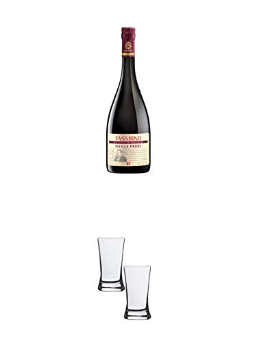 Fassbind Vieille Prune Gereifter Pflaumenbrand Schweiz 0,7 Liter + Stölzle Shotglas/Stamper 2 Stück 2050021 von 1a Schiefer