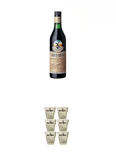 Fernet Branca Kräuterlikör aus Italien 0,7 Liter + Fernet Branca Shot Glas mit Eichstrich 2 cl - 6 Stück von 1a Schiefer