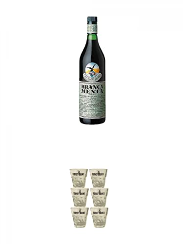 Fernet Branca Menta aus Italien 0,7 Liter + Fernet Branca Shot Glas mit Eichstrich 2 cl - 6 Stück von 1a Schiefer