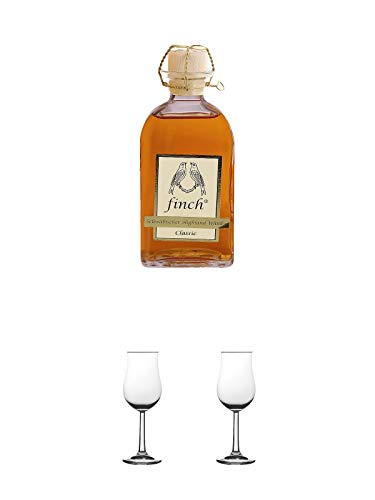 Finch Classic schwäbischer Whisky 0,5 Liter + Nosing Gläser Kelchglas Bugatti mit Eichstrich 2cl und 4cl 1 Stück + Nosing Gläser Kelchglas Bugatti mit Eichstrich 2cl und 4cl 1 Stück von 1a Schiefer