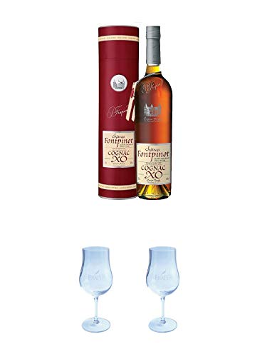Frapin Fontpinot Cognac XO 0,7 Liter + Frapin Cognac Stielglas 1 Stück + Frapin Cognac Stielglas 1 Stück von 1a Schiefer