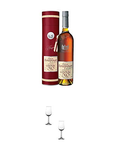 Frapin Fontpinot Cognac XO 0,7 Liter + Nosing Gläser Kelchglas Bugatti mit Eichstrich 2cl und 4cl - 2 Stück von 1a Schiefer