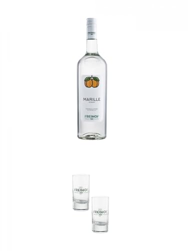 Freihof 1885 Marillen Schnaps 38% 1,0 Liter + Freihofs Shot Glas 4cl 2 Stück Freihof 1885 Marillen Schnaps 38% 1,0 Liter + Freihofs Shot Glas 4cl 2 Stück von 1a Schiefer