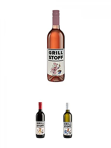 GRILLSTOFF ROSEWEIN 0,75 Liter + GRILLSTOFF Rotwein 0,75 Liter + GRILLSTOFF Weißwein 0,75 Liter von 1a Schiefer