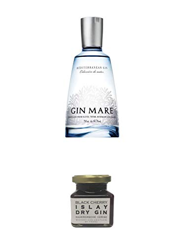 Gin Mare aus Spanien 0,7 Liter + Islay Dry Gin Black Cherry Sauerkirsche Marmelade 150 Gramm von 1a Schiefer
