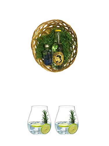 Gin Tonic Osternest/Osterkorb Jodhpur Gin 0,05 Liter & Thomas Henry Tonic Water 0,20 Liter + Gin Tonic Glas - 5414/67 + Gin Tonic Glas - 5414/67 von 1a Schiefer