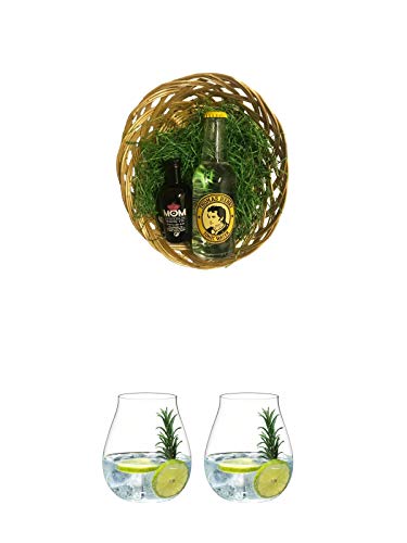 Gin Tonic Osternest/Osterkorb MOM Gin 0,05 Liter & Thomas Henry Tonic Water 0,20 Liter + Gin Tonic Glas - 5414/67 + Gin Tonic Glas - 5414/67 von 1a Schiefer