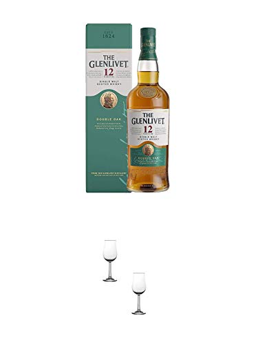 Glenlivet 12 Jahre Single Malt Whisky 0,7 Liter + Nosing Gläser Kelchglas Bugatti mit Eichstrich 2cl und 4cl - 2 Stück von 1a Schiefer