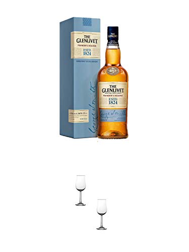 Glenlivet Founders Reserve Single Malt Whisky 0,7 Liter + Nosing Gläser Kelchglas Bugatti mit Eichstrich 2cl und 4cl - 2 Stück von 1a Schiefer