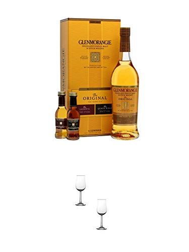 Glenmorangie 10 Jahre Pioneer Set inklusive 2 Miniaturen + Nosing Gläser Kelchglas Bugatti mit Eichstrich 2cl und 4cl - 2 Stück von 1a Schiefer