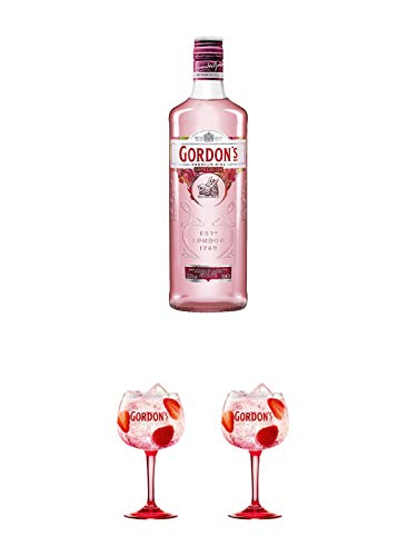 Gordons Premium PINK 0,7 Liter + Gordons Pink GIN STIELGLAS 1 Stück + Gordons Pink GIN STIELGLAS 1 Stück von 1a Schiefer
