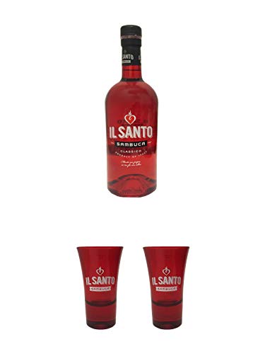 Il Santo Sambuca Classico 0,7 Liter + Il Santo Sambuca Shot Glas 1 Stück + Il Santo Sambuca Shot Glas 1 Stück von 1a Schiefer