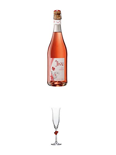 JIVE mit Sekt und Erdbeere weinhaltiger Cocktail 0,75 Liter + Stölzle L'Amour Sektkelch rotes Herz - 3886207 von 1a Schiefer