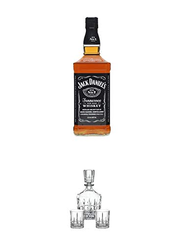 Jack Daniels Black Label No. 7-1,0 Liter + Whisky Decanter + 2 Whiskytumbler von Spiegelau 4500198 von 1a Schiefer
