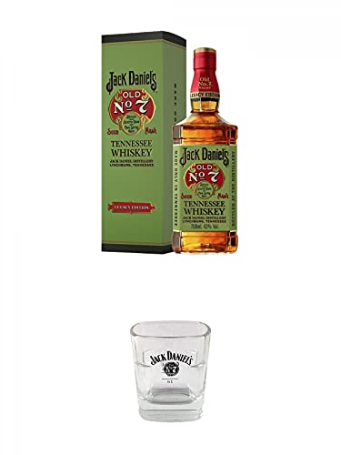 Jack Daniels LEGACY Edition in grüner GP 0,7 Liter + Jack Daniels No. 7 Glas mit Eichstrich 2 und 4 cl 2 Stück von 1a Schiefer