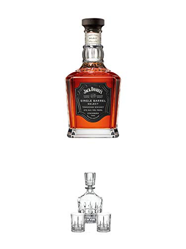 Jack Daniels Single Barrel Select Bourbon Whiskey 0,7 Liter + Whisky Decanter + 2 Whiskytumbler von Spiegelau 4500198 von 1a Schiefer