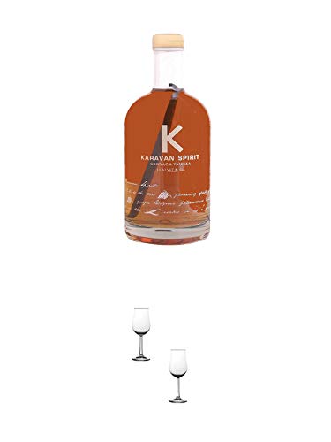 Karavan Spirit Cognac & Vanille 0,7 Liter + Nosing Gläser Kelchglas Bugatti mit Eichstrich 2cl und 4cl - 2 Stück Karavan Spirit Cognac & Vanille 0,7 Liter + Nosing Gläser Kelchglas Bugatti mit Eichstrich 2cl und 4cl - 2 Stück von 1a Schiefer