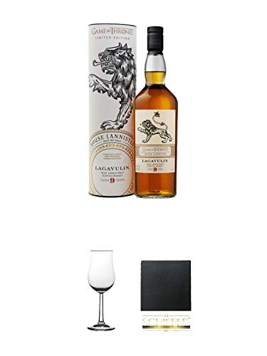 Lagavulin 9 Jahre Games of Thrones House Lannister Single Malt Whisky 0,7 Liter + Geschenkset von 1a Schiefer