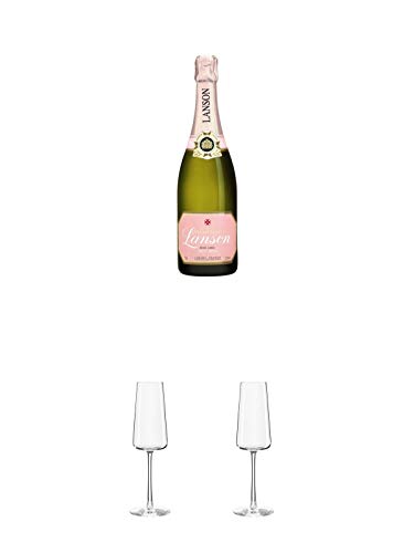 Lanson Champagner Rosé Label 0,75 Liter + Stölzle Power Champagnerkelch 1 Stück - 1590029 + Stölzle Power Champagnerkelch 1 Stück - 1590029 von 1a Schiefer