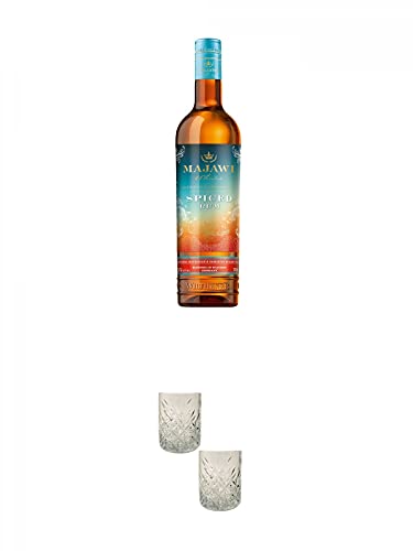 Majawi SPICED Rum 35% 0,7 Liter + Rum Gläser 2 Stück von 1a Schiefer