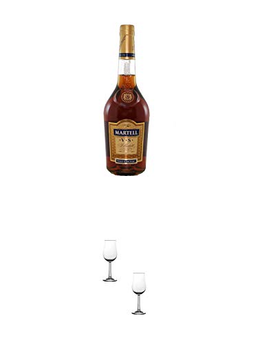 Martell VS Fine de Cognac Frankreich 0,7 Liter + Nosing Gläser Kelchglas Bugatti mit Eichstrich 2cl und 4cl - 2 Stück von 1a Schiefer