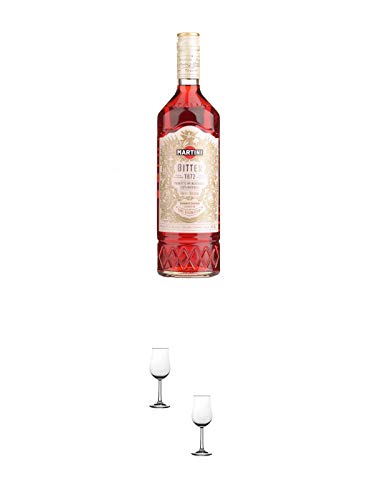 Martini Bitter 1872 28,5% 0,75 Liter + Nosing Gläser Kelchglas Bugatti mit Eichstrich 2cl und 4cl - 2 Stück von 1a Schiefer