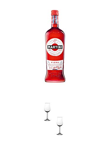Martini Fiero Vermouth 0,75 Liter + Nosing Gläser Kelchglas Bugatti mit Eichstrich 2cl und 4cl - 2 Stück von 1a Schiefer