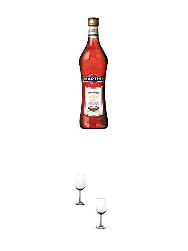 Martini Rosato Vermouth 0,7 Liter + Nosing Gläser Kelchglas Bugatti mit Eichstrich 2cl und 4cl - 2 Stück von 1a Schiefer