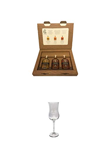 Marzadro Grappa-Set 3 x 0,1 Liter + Marzadro Grappa Glas mit Eichstrich 2 cl und 4 cl - 1 Stück von 1a Schiefer