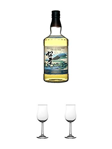 Matsui Single Malt Whisky Mizunara Cask Japan 0,7 Liter + Nosing Gläser Kelchglas Bugatti mit Eichstrich 2cl und 4cl 1 Stück + Nosing Gläser Kelchglas Bugatti mit Eichstrich 2cl und 4cl 1 Stück von 1a Schiefer