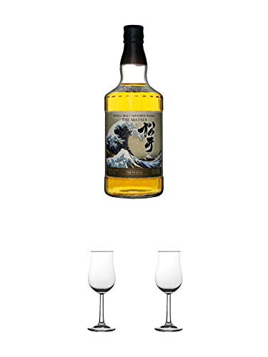 Matsui Single Malt Whisky Peated Japan 0,7 Liter + Nosing Gläser Kelchglas Bugatti mit Eichstrich 2cl und 4cl 1 Stück + Nosing Gläser Kelchglas Bugatti mit Eichstrich 2cl und 4cl 1 Stück von 1a Schiefer