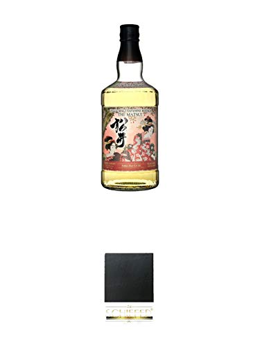 Matsui Single Malt Whisky Sakura Cask Japan 0,7 Liter + Schiefer Glasuntersetzer eckig ca. 9,5 cm Durchmesser von 1a Schiefer