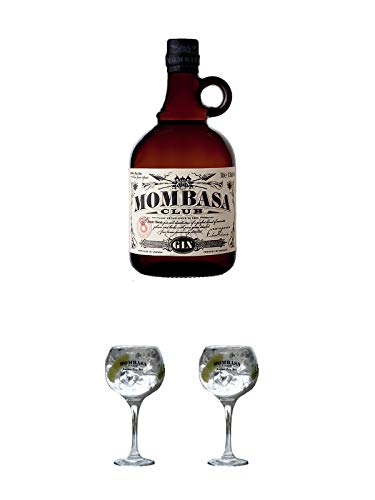 Mombasa Club London Dry Gin 0,7 Liter + Mombasa Club GIN Glas 1 Stück + Mombasa Club GIN Glas 1 Stück von 1a Schiefer