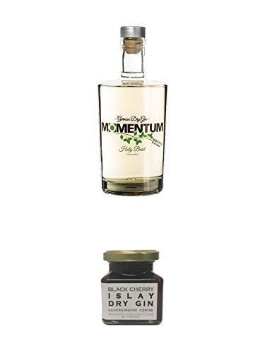 Momentum German Dry Gin mit Basilikum Deutschland 0,7 Liter + Islay Dry Gin Black Cherry Sauerkirsche Marmelade 150 Gramm von 1a Schiefer