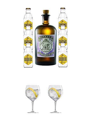 Monkey 47 Gin & 6 x Goldberg 0,2 Tonic Set + Ballon Bistro Cubata GIN Glas 1 Stück + Ballon Bistro Cubata GIN Glas 1 Stück von 1a Schiefer