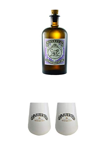 Monkey 47 Schwarzwald Dry Gin 0,5 Liter + Amuerte GIN GLAS (weiß) + Amuerte GIN GLAS (weiß) von 1a Schiefer