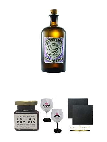 Monkey 47 Schwarzwald Dry Gin 0,5 Liter + Islay Dry Gin Black Cherry Sauerkirsche Marmelade 150 Gramm + MOM Ballon Glas 2 Stück + Schiefer Glasuntersetzer eckig ca. 9,5 cm Ø 2 Stück Monkey 47 Schwarzwald Dry Gin 0,5 Liter + Islay Dry Gin Black Cherry Sauerkirsche Marmelade 150 Gramm + MOM Ballon Glas 2 Stück + Schiefer Glasuntersetzer eckig ca. 9,5 cm Ø 2 Stück von 1a Schiefer