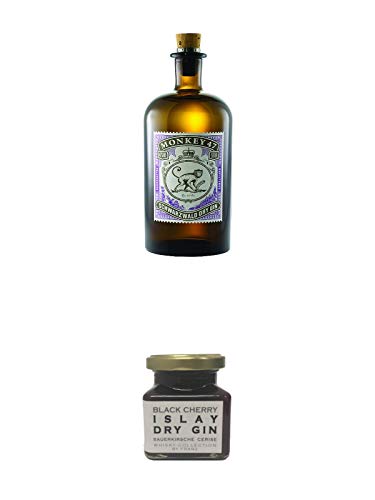 Monkey 47 Schwarzwald Dry Gin 0,5 Liter + Islay Dry Gin Black Cherry Sauerkirsche Marmelade 150 Gramm von 1a Schiefer