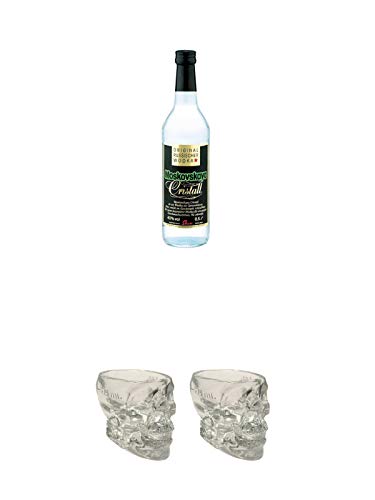 Moskovskaya Cristall Vodka 0,5 Liter + Wodka Totenkopf aus Glas 1 Stück 29 ml + Wodka Totenkopf aus Glas 1 Stück 29 ml von 1a Schiefer