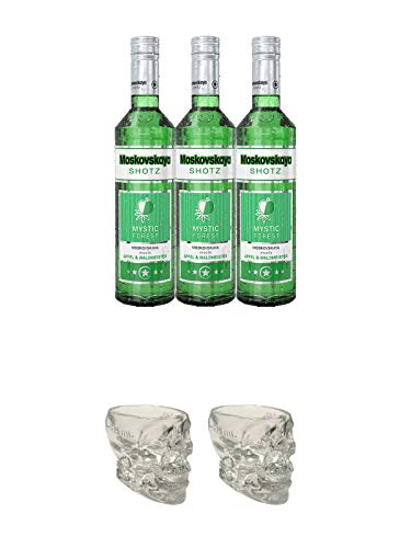 Moskovskaya SHOTZ Mystic Forest 3 x 0,5 Liter + Wodka Totenkopf aus Glas 1 Stück 29 ml + Wodka Totenkopf aus Glas 1 Stück 29 ml Moskovskaya SHOTZ Mystic Forest 3 x 0,5 Liter + Wodka Totenkopf aus Glas 1 Stück 29 ml + Wodka Totenkopf aus Glas 1 Stück 29 ml von 1a Schiefer