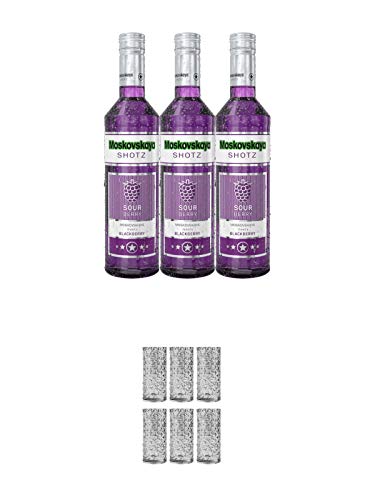 Moskovskaya SHOTZ Sour Berry 3 x 0,5 Liter + 9 Mile Highball Vodka Glas 6 Stück von 1a Schiefer