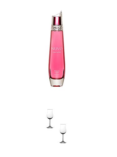 Nuvo Vodka Sparkling Likör 0,7 Liter + Nosing Gläser Kelchglas Bugatti mit Eichstrich 2cl und 4cl - 2 Stück von 1a Schiefer