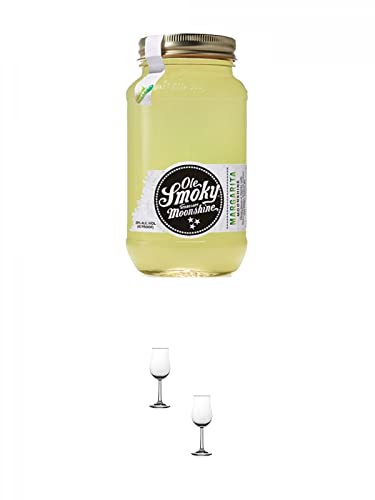 Ole Smoky Moonshine Margarita im 0,5 Liter Glas + Nosing Gläser Kelchglas Bugatti mit Eichstrich 2cl und 4cl - 2 Stück von 1a Schiefer